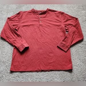 L.L. Bean Men's long sleeve red henley, size medium